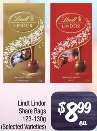 Farmer Jack's Lindt Lindor Share Bags 123-130g offer