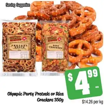 Farmer Jack's Olympic Party Pretzels or Rice Crackers 350g offer
