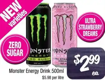 Farmer Jack's Monster Energy Drink 500ml offer