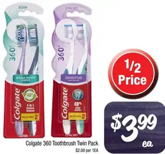 Farmer Jack's Colgate 360 Toothbrush Twin Pack offer