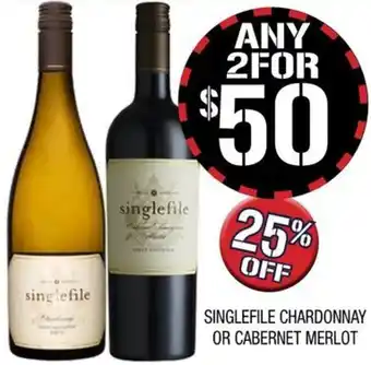 Farmer Jack's SINGLEFILE CHARDONNAY OR CABERNET MERLOT offer