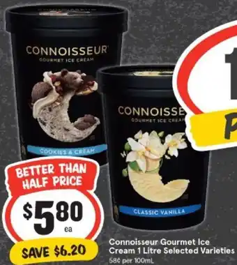 IGA Connoisseur Gourmet Ice Cream 1 Litre offer