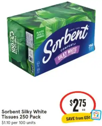 IGA Sorbent Silky White Tissues 250 Pack offer