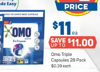 Foodland Omo Triple Capsules 28 Pack offer