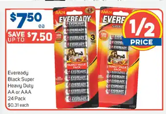 Eveready Black Super Heavy Duty AA or AAA 24 Pack
