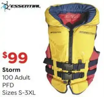 Storm 100 Adult PFD Sizes S-3XL