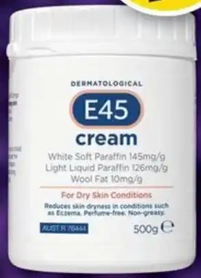 Cincotta Chemist E45 Dermatological Cream Tub 500g offer