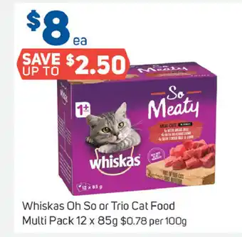 Foodland Whiskas Oh So or Trio Cat Food Multi Pack 12x 85g offer
