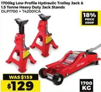 Sydney Tools 1700kg Low Profile Hydraulic Trolley Jack & 1.5 Tonne Heavy Duty Jack Stands offer