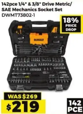142pce 1/4" & 3/8" Drive Metric/ SAE Mechanics Socket Set