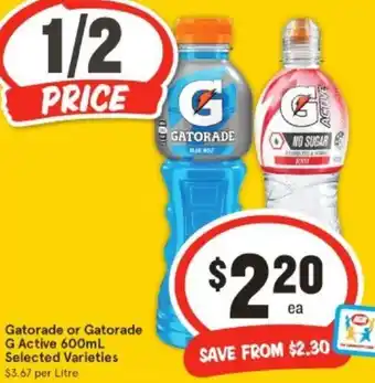 IGA Gatorade or Gatorade G Active 600mL offer