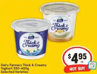 IGA Dairy Farmers Thick & Creamy Yoghurt 550-600g offer