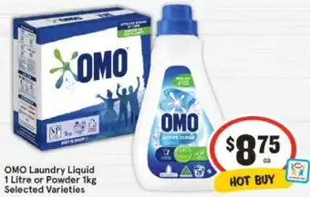 IGA OMO Laundry Liquid 1 Litre or Powder 1kg offer
