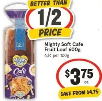 IGA Mighty Soft Cafe Fruit Loaf 600g offer