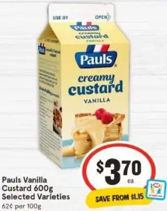 IGA Pauls Vanilla Custard 600g offer