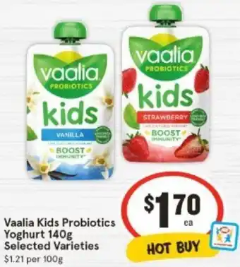 IGA Vaalia Kids Probiotics Yoghurt 140g offer