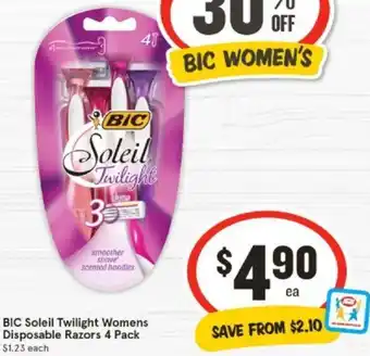 IGA BIC Soleil Twilight Womens Disposable Razors 4 Pack offer