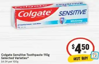 IGA Colgate Sensitive Toothpaste 110g offer