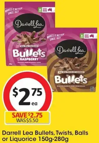 Coles Darrell Lea Bullets, Twists, Balls or Liquorice 150g-280g offer