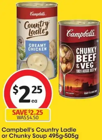 Coles Campbell's Country Ladle or Chunky Soup 495g-505g offer