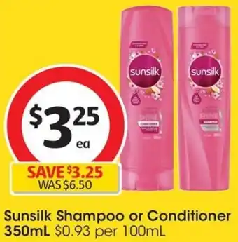 Sunsilk Shampoo or Conditioner 350mL