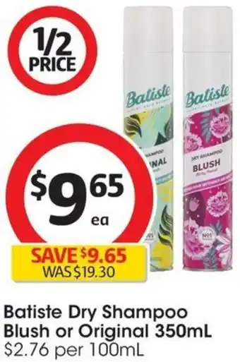 Coles Batiste Dry Shampoo Blush or Original 350mL offer