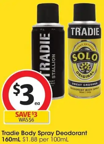 Coles Tradie Body Spray Deodorant 160mL offer