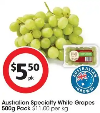 Coles Australian Specialty White Grapes 500g Pack offer