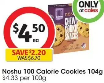 Coles Noshu 100 Calorie Cookies 104g offer