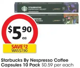 Coles Starbucks By Nespresso Coffee Capsules 10 Pack offer