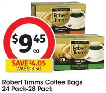 Coles Robert Timms Coffee Bags 24 Pack-28 Pack offer