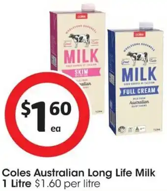 Coles Coles Australian Long Life Milk 1 Litre offer