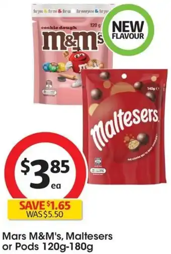 Coles Mars M&M's, Maltesers or Pods 120g-180g offer