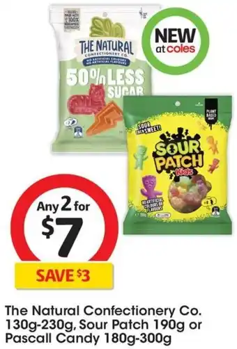 Coles The Natural Confectionery Co. 130g-230g, Sour Patch 190g or Pascall Candy 180g-300g offer