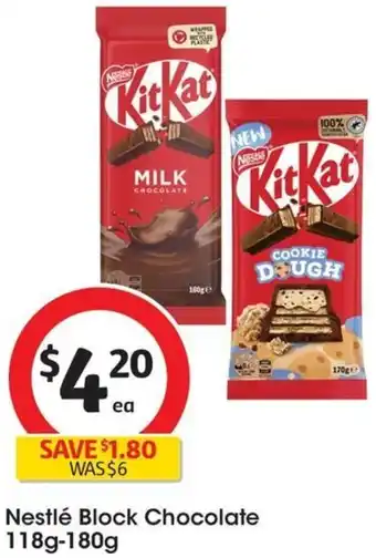 Coles Nestlé Block Chocolate 118g-180g offer