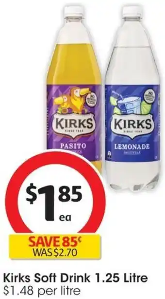 Coles Kirks Soft Drink 1.25 Litre offer