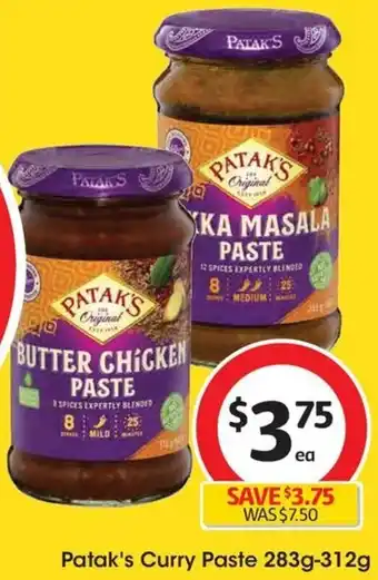 Coles Patak's Curry Paste 283g-312g offer