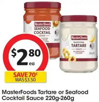 Coles MasterFoods Tartare or Seafood Cocktail Sauce 220g-260g offer