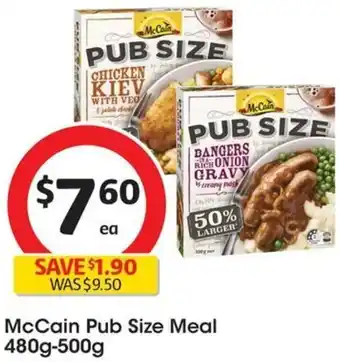 Coles McCain Pub Size Meal 480g-500g offer
