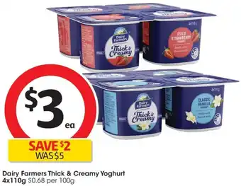 Coles Dairy Farmers Thick & Creamy Yoghurt 4x110g offer