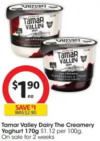 Coles Tamar Valley Dairy The Creamery Yoghurt 170g offer