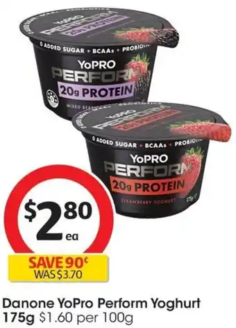 Coles Danone YoPro Perform Yoghurt 175g offer