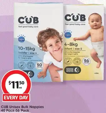 Coles CUB Unisex Bulk Nappies 40 Pack-56 Pack offer