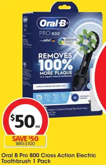 Coles Oral B Pro 800 Cross Action Electric Toothbrush 1 Pack offer