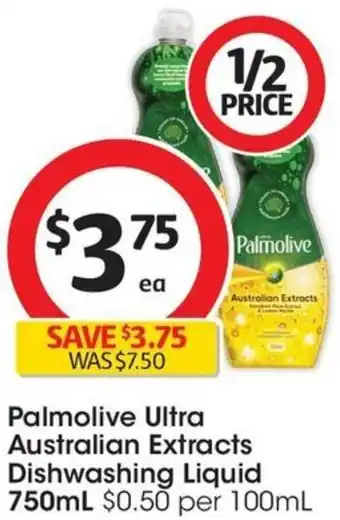 Coles Palmolive Ultra Australian Extracts Dishwashing Liquid 750mL offer