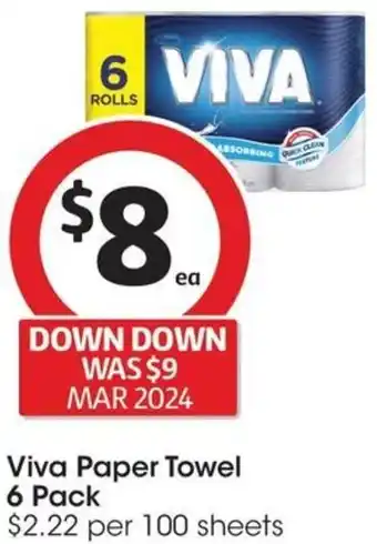 Coles Viva Paper Towel 6 Pack offer