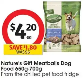Coles Nature's Gift Meatballs Dog Food 650g-700g offer