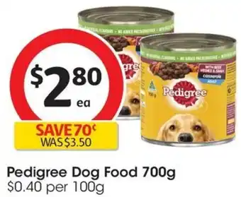 Coles Pedigree Dog Food 700g offer
