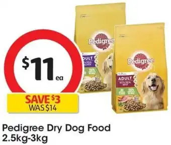 Coles Pedigree Dry Dog Food 2.5kg-3kg offer
