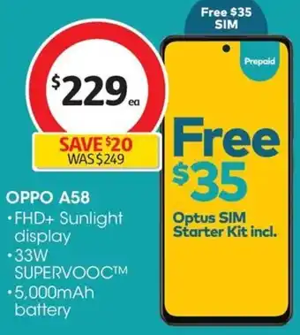 Coles OPPO A58 offer